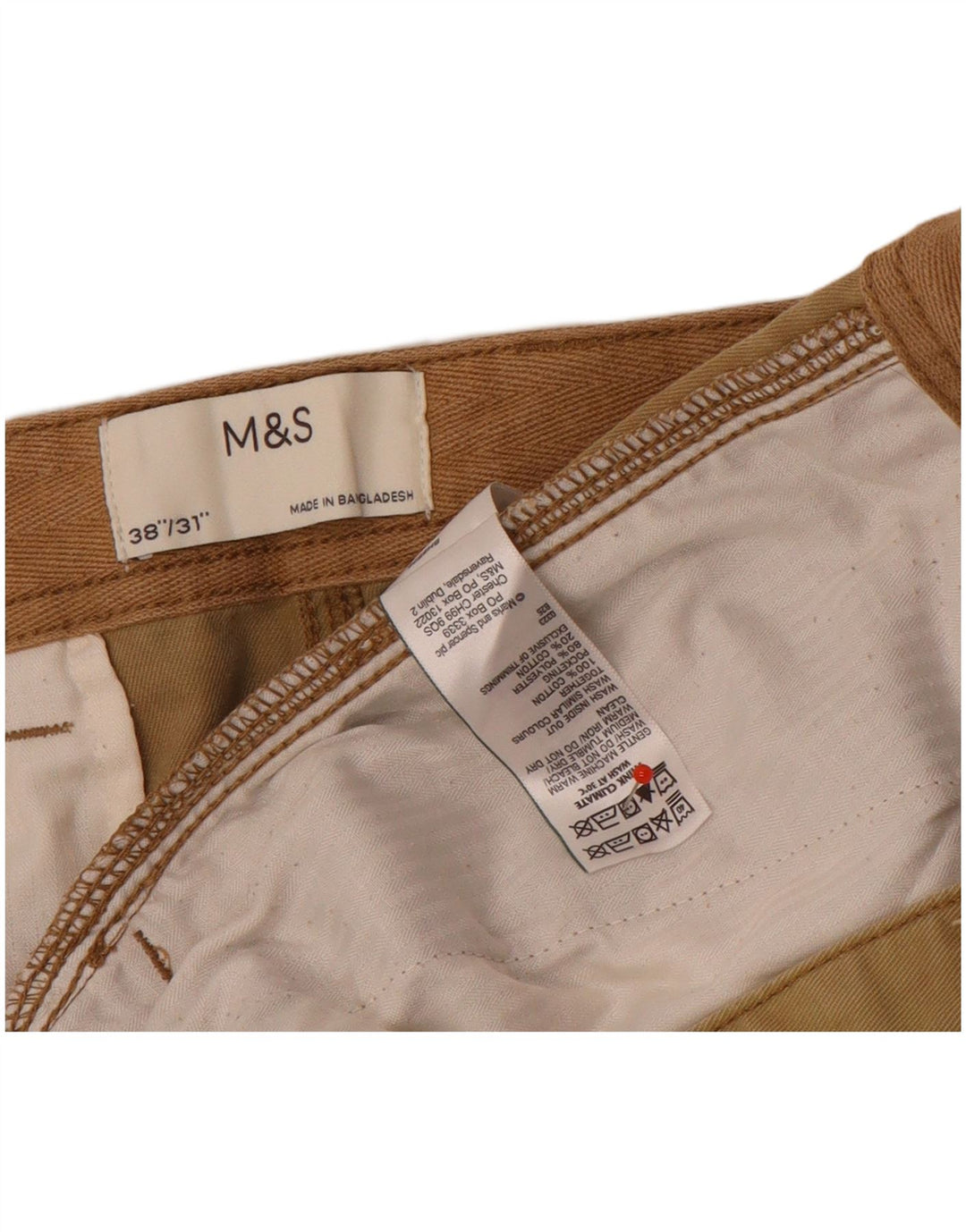 Marks & Spencer muške ravne kargo hlače W38 L31 smeđi pamuk