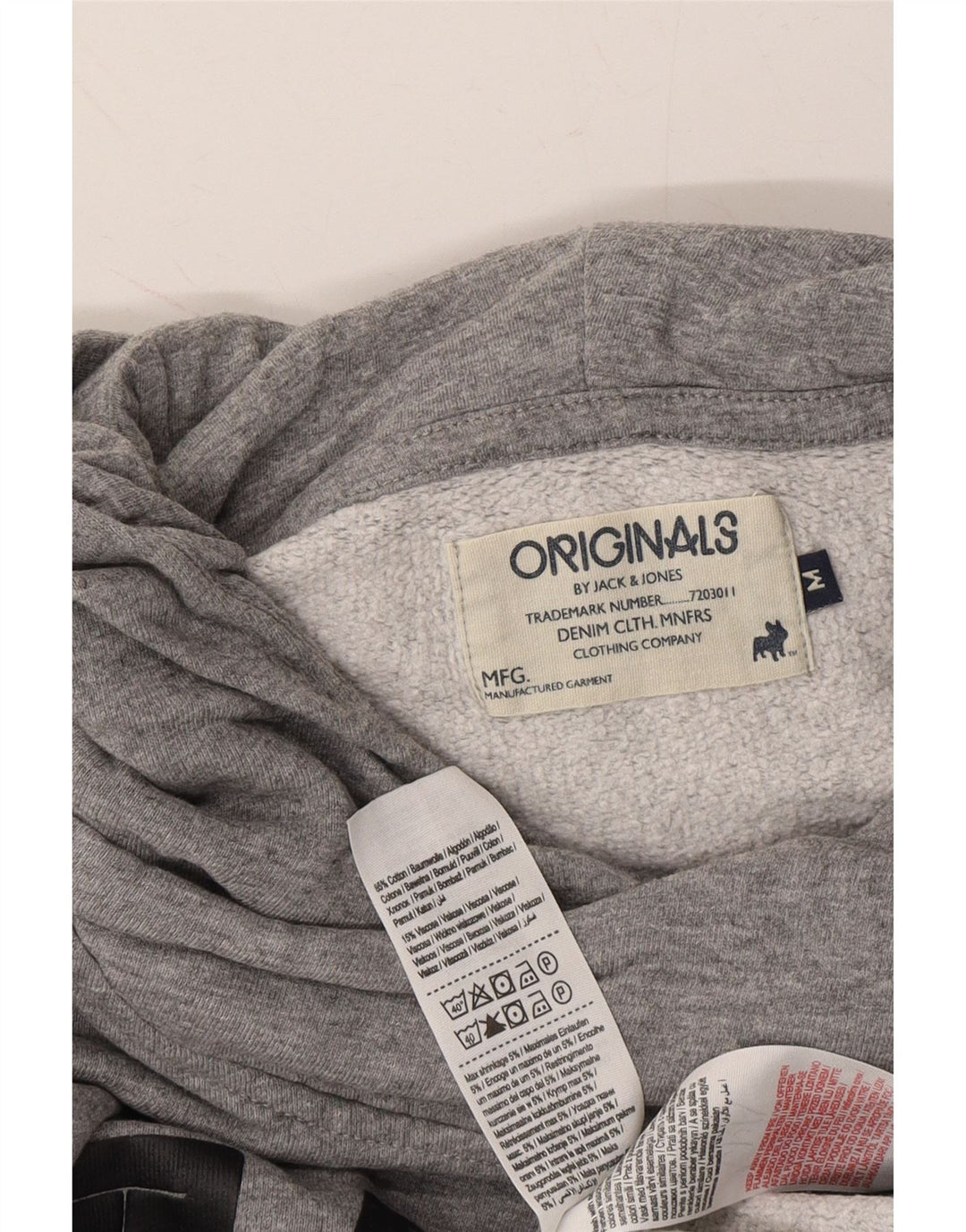 JACK & JONES Mens Graphic Hoodie Jumper Medium Grey Cotton Vintage Jack & Jones and Second-Hand Jack & Jones from Messina Hembry 