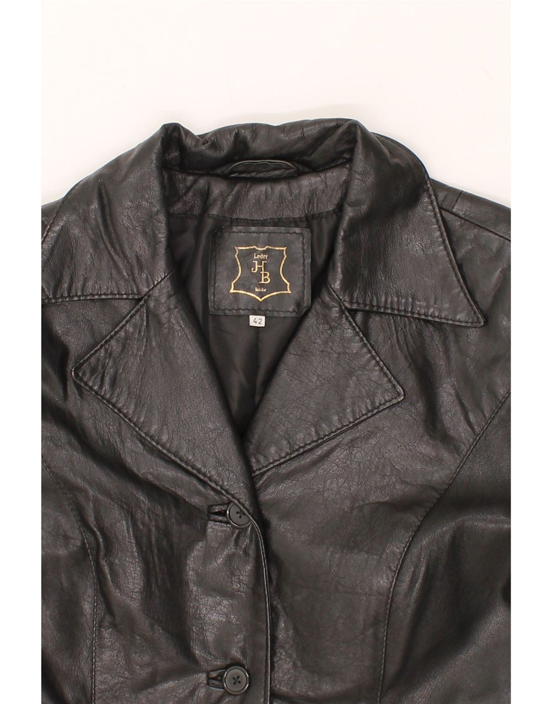 VINTAGE Womens Leather Coat IT 42 Medium Black Leather Vintage Vintage and Second-Hand Vintage from Messina Hembry 