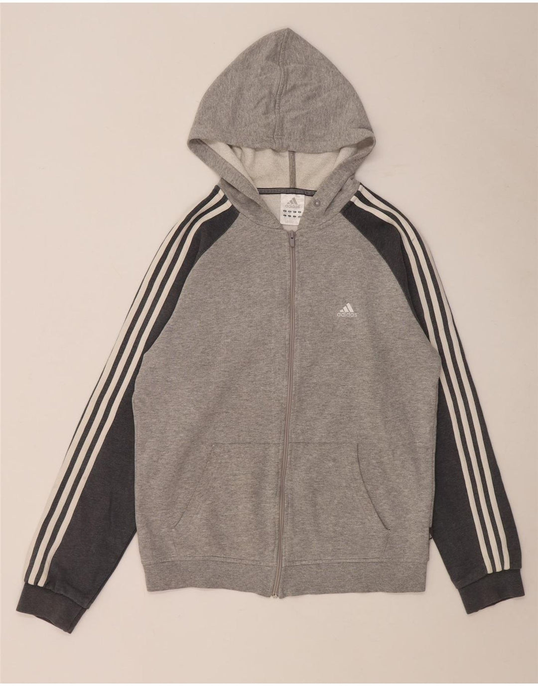 Adidas muški pulover s kapuljačom na patentni zatvarač, srednje sivi flekasti pamuk