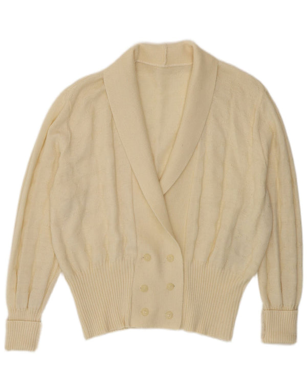 Vintage ženski džemper s dvostrukim kopčanjem UK 14 Large Off White