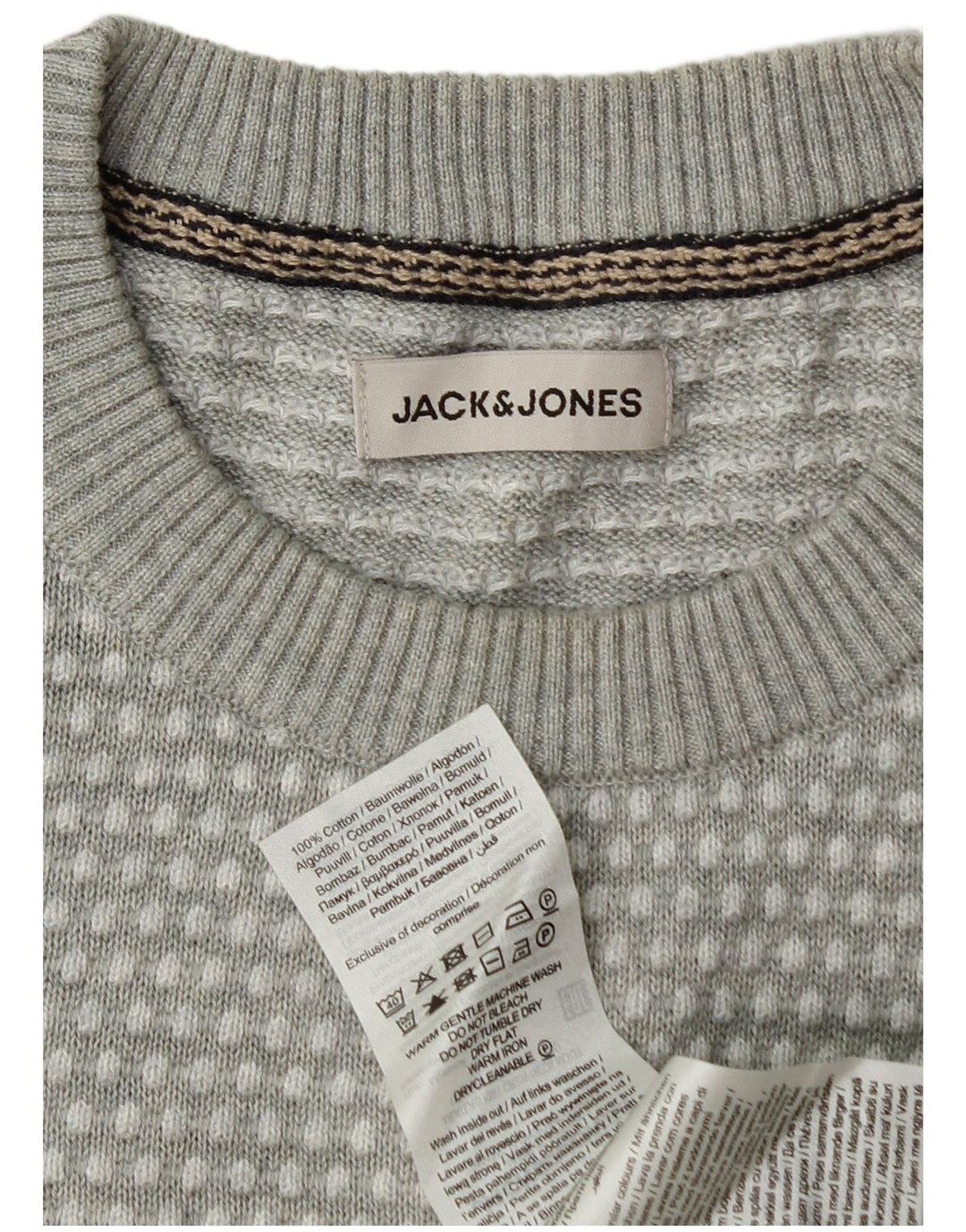 Jack & Jones muški džemper s okruglim izrezom srednje sive točke