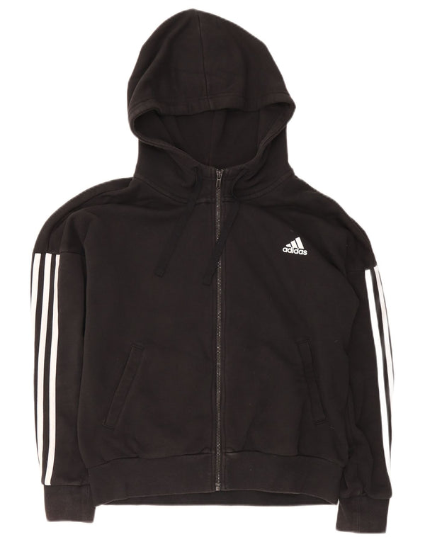 Adidas ženski pulover s kapuljačom na patentni zatvarač UK 16/18 veliki crni pamuk