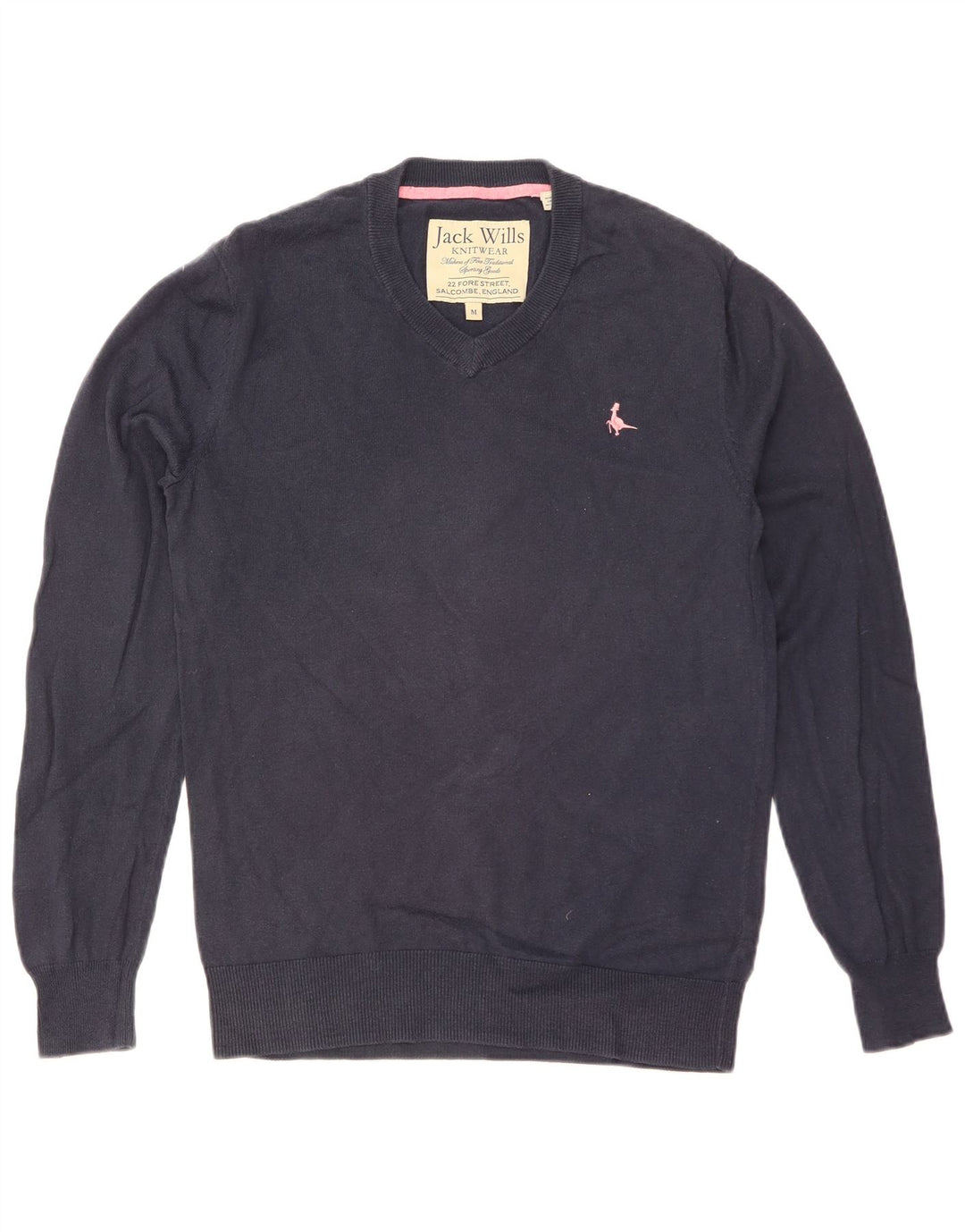 JACK WILLS Muški džemper s V-izrezom Srednji tamnoplavi pamuk