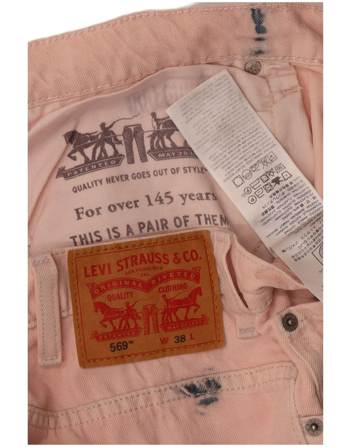 LEVI'S Muške 569 traper kratke hlače W38 XL Pink Tie Dye Pamuk