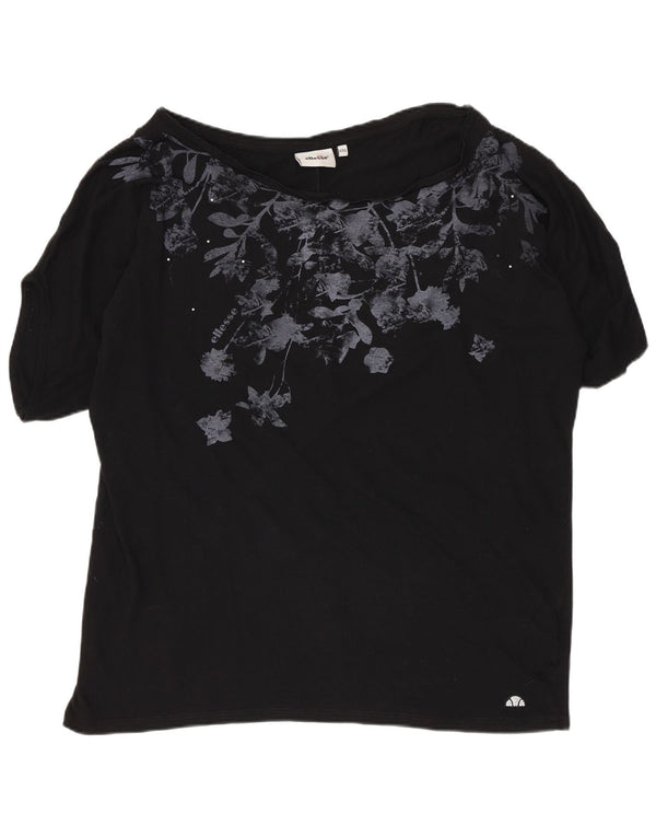 ELLESSE Ženska majica kratkih rukava s grafičkim motivima UK 20 2XL crni pamuk