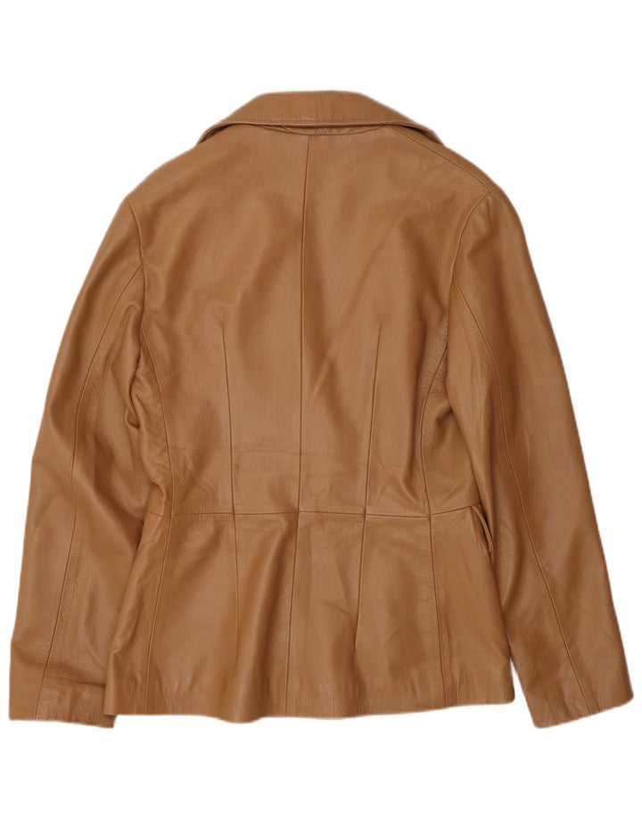 Vintage ženska kožna jakna s jednim gumbom, UK 12, srednje smeđa koža