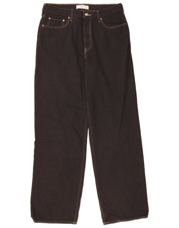 Abercrombie & Fitch Ženske široke traperice visokog struka US 10 Large W30 L32 Crne
