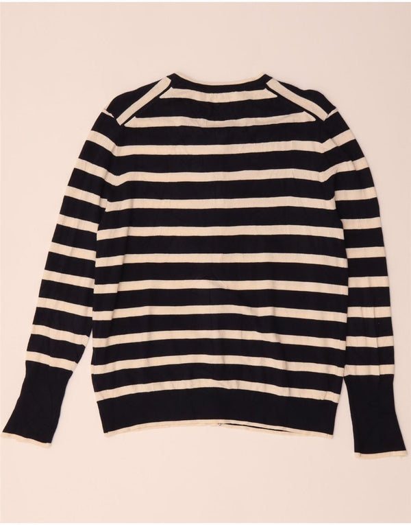 Zara ženski kardigan pulover UK 20 2XL tamnoplava prugasta viskoza