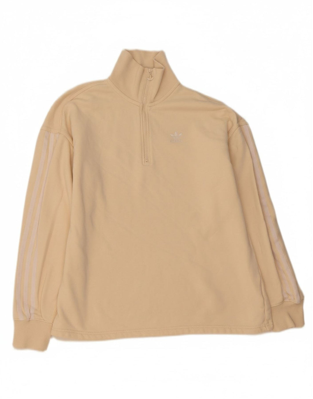 ADIDAS Womens Oversized Zip Neck Sweatshirt Jumper UK 8 Small Off White