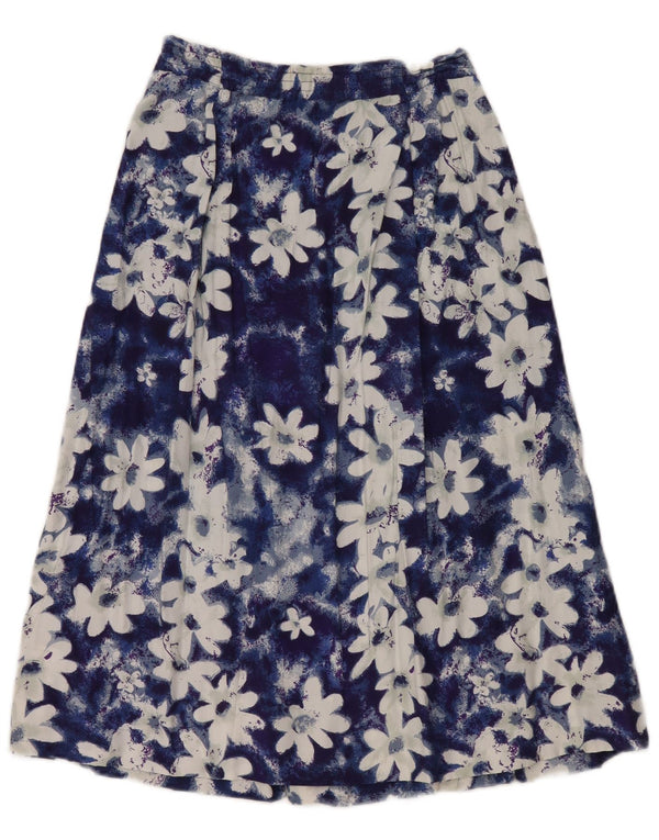 Vintage ženska plisirana lepršava suknja EU 36 mala W26 plava cvjetna viskoza