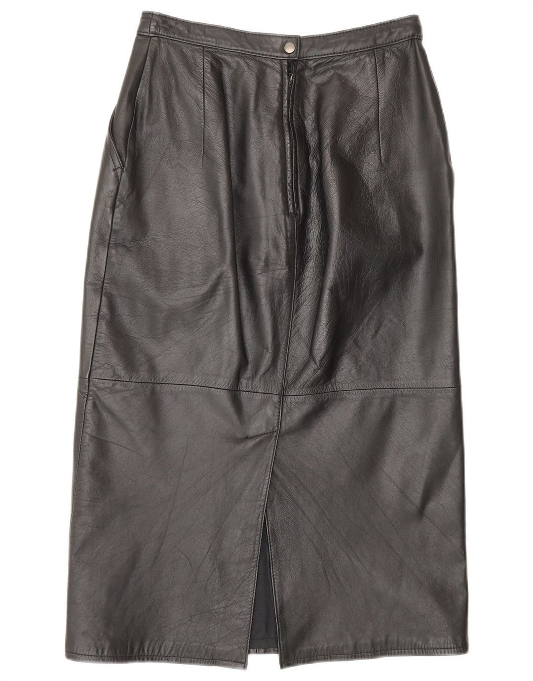 VINTAGE ženska kožna suknja UK 10 Mala W26 crna koža