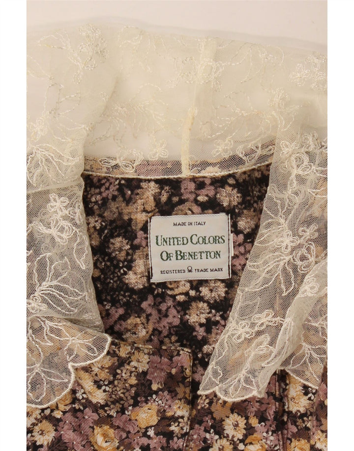 BENETTON Ženska košulja bluza UK 12 Srednje smeđa cvjetna