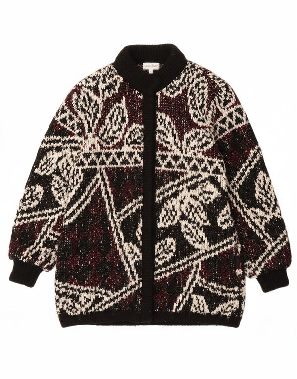 JEFFREY BROWNLEADER Ženski pleteni kaput UK 14 Srednje crni cvjetni akril