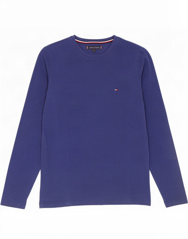Tommy Hilfiger muška uska majica s dugim rukavima, mala, plava pamučna