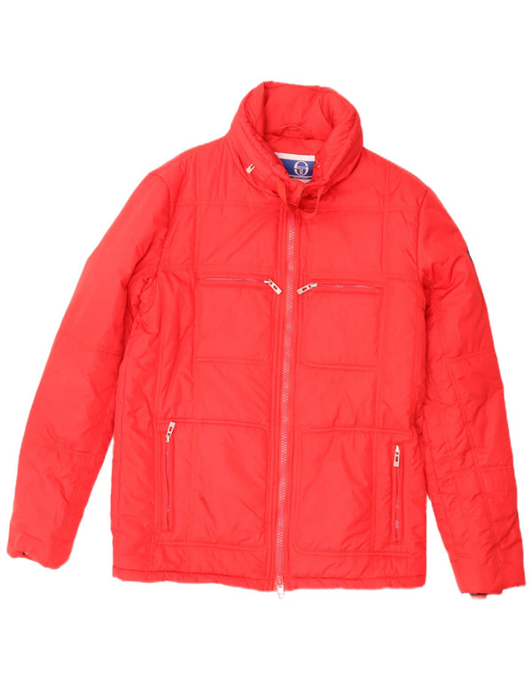 Sergio Tacchini Mens Hooded Padded Jacket UK 38 Medium Red Polyester