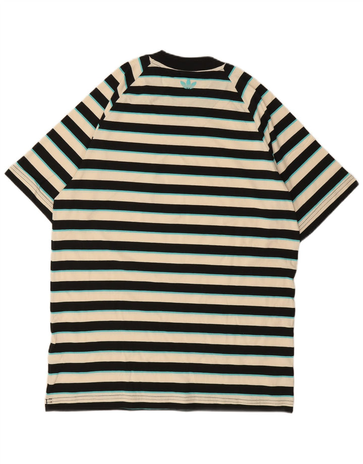ADIDAS Mens T-Shirt Top Small Multicoloured Striped Cotton