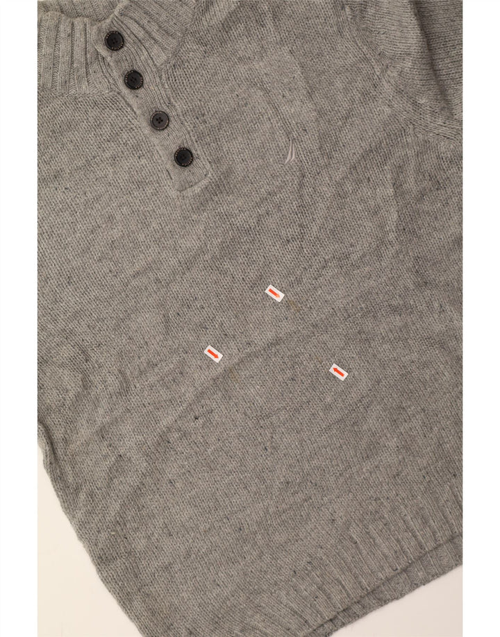 NAUTICA Mens Button Neck Jumper Sweater XL Grey Acrylic Vintage Nautica and Second-Hand Nautica from Messina Hembry 
