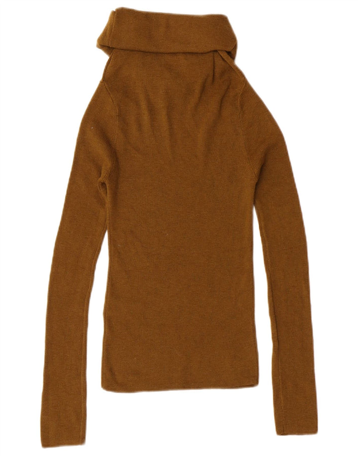 Zara ženski pulover s rol izrezom UK 4 XS kaki poliester