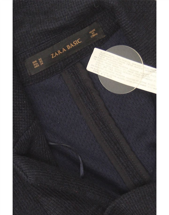 Zara ženska prevelika jakna s jednim gumbom UK 6 XS tamnoplavi poliester