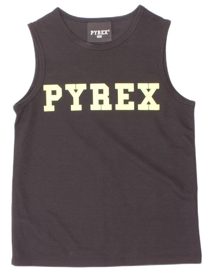 Pyrex Boys Graphic Vest Top 10-11 Years Small Black Poliester