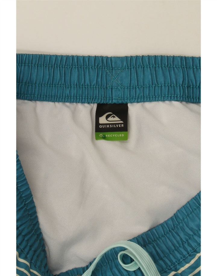 QUIKSILVER Mens Swimming Shorts Small  Blue Striped Polyester Vintage Quiksilver and Second-Hand Quiksilver from Messina Hembry 