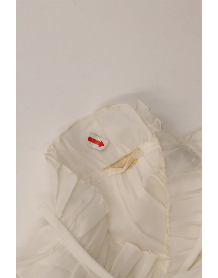 VINTAGE Ženska košulja s volanima sprijeda UK 16 Velika bijela