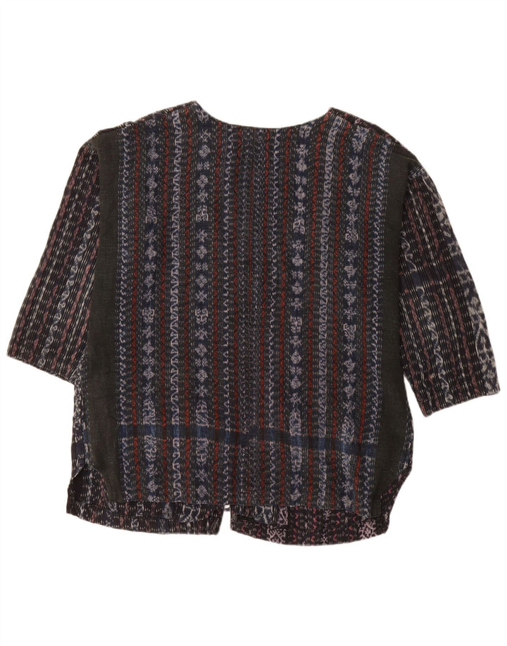 VINTAGE ženska košulja s 3/4 rukavima UK 18 XL crna na pruge