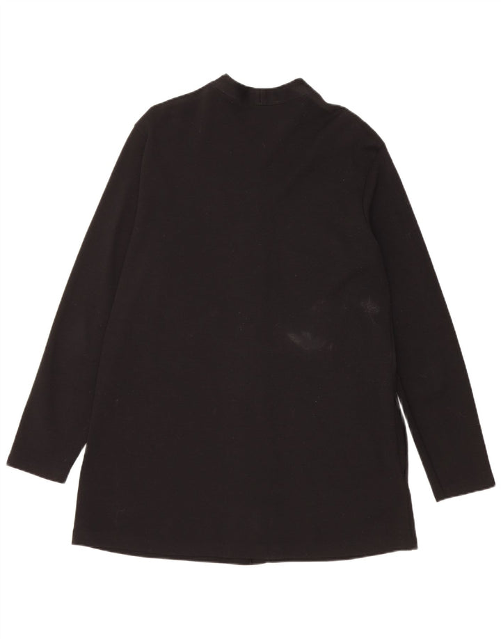 Benetton ženski dugi otvoreni kardigan pulover UK 14 srednje crne vune