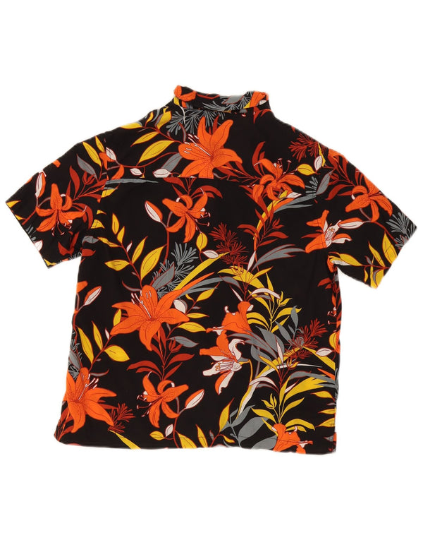 Superdry ženska majica kratkih rukava UK 10 Mala crna havajska košulja s cvjetnim uzorkom