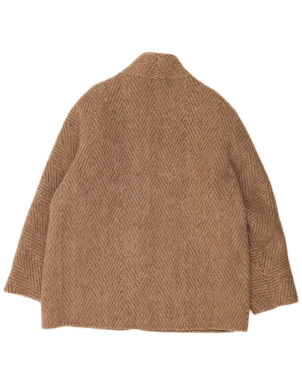 VINTAGE ženski kaput UK 18 XL Bež Chevron