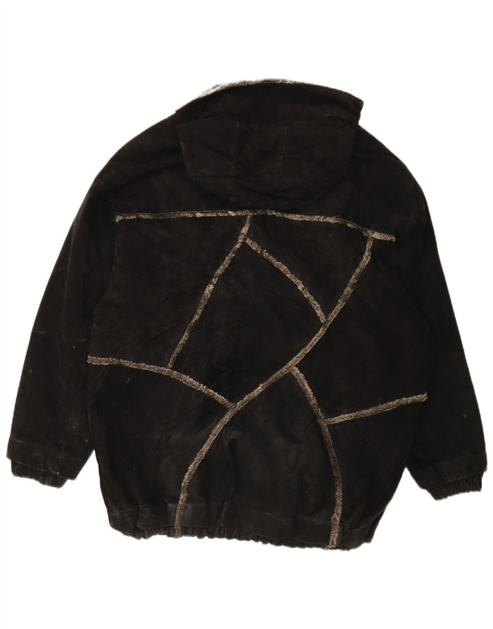 GIORGIO MOBIANI Muška antilop jakna s kapuljačom UK 44 2XL crna koža