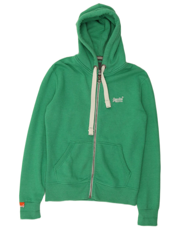 Superdry muški pulover s kapuljačom na patentni zatvarač srednje zelene boje pamuka
