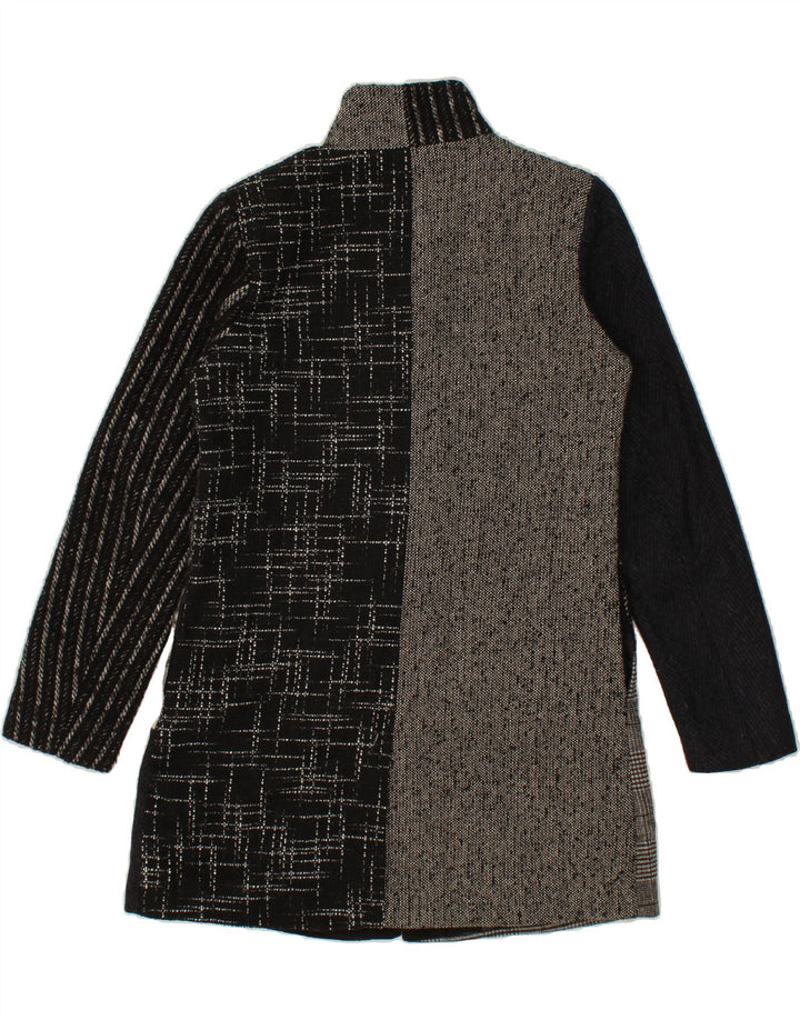 DESIGUAL Womens Overcoat EU 38 Medium Black Patchwork Polyester Vintage Desigual and Second-Hand Desigual from Messina Hembry 