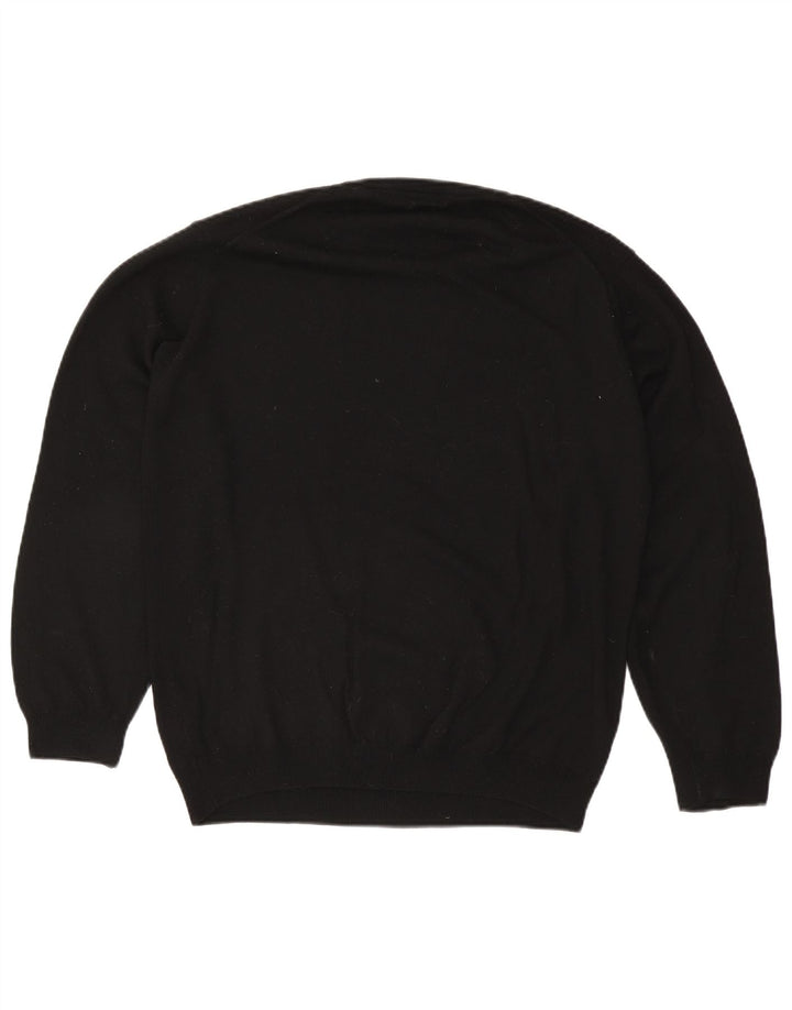 Veliki crni vuneni muški džemper s okruglim izrezom Marks & Spencer