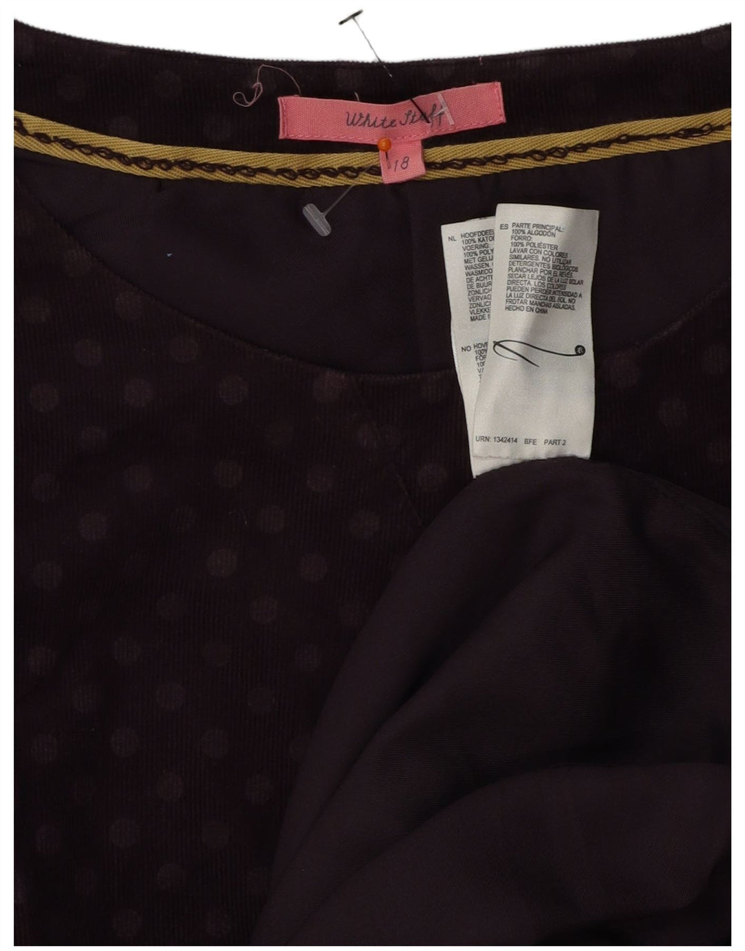 WHITE STUFF Ženska plašt haljina bez rukava UK 18 XL Ljubičasta točkasta