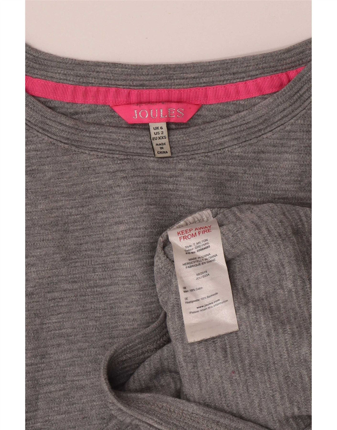 Joules ženska prevelika majica dugih rukava UK 6 XS sivi pamuk