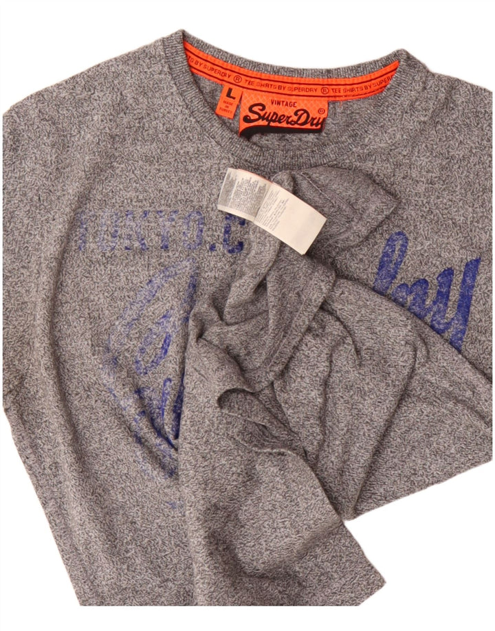 Superdry muška vintage grafička majica kratkih rukava Veliki sivi flekasti pamuk