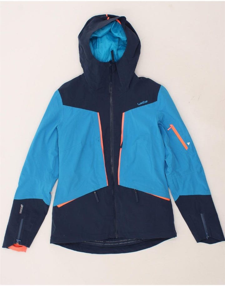 DECATHLON Mens Slim Hooded Rain Jacket EU 36 Small Blue Colourblock Vintage Decathlon and Second-Hand Decathlon from Messina Hembry 
