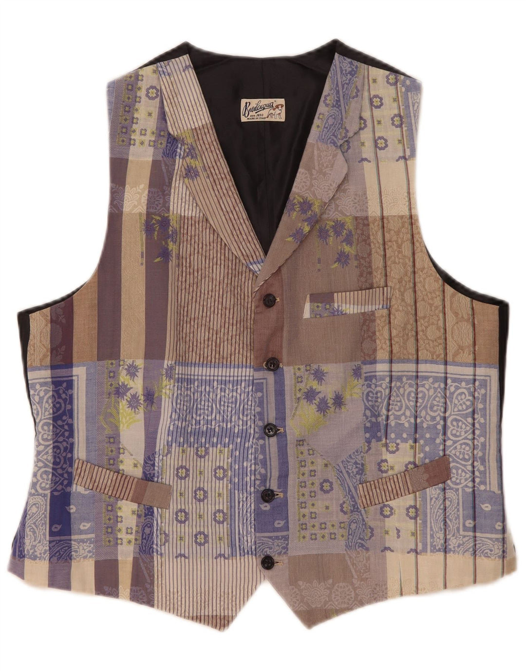 Vintage muški prsluk XL Raznobojni patchwork pamuk