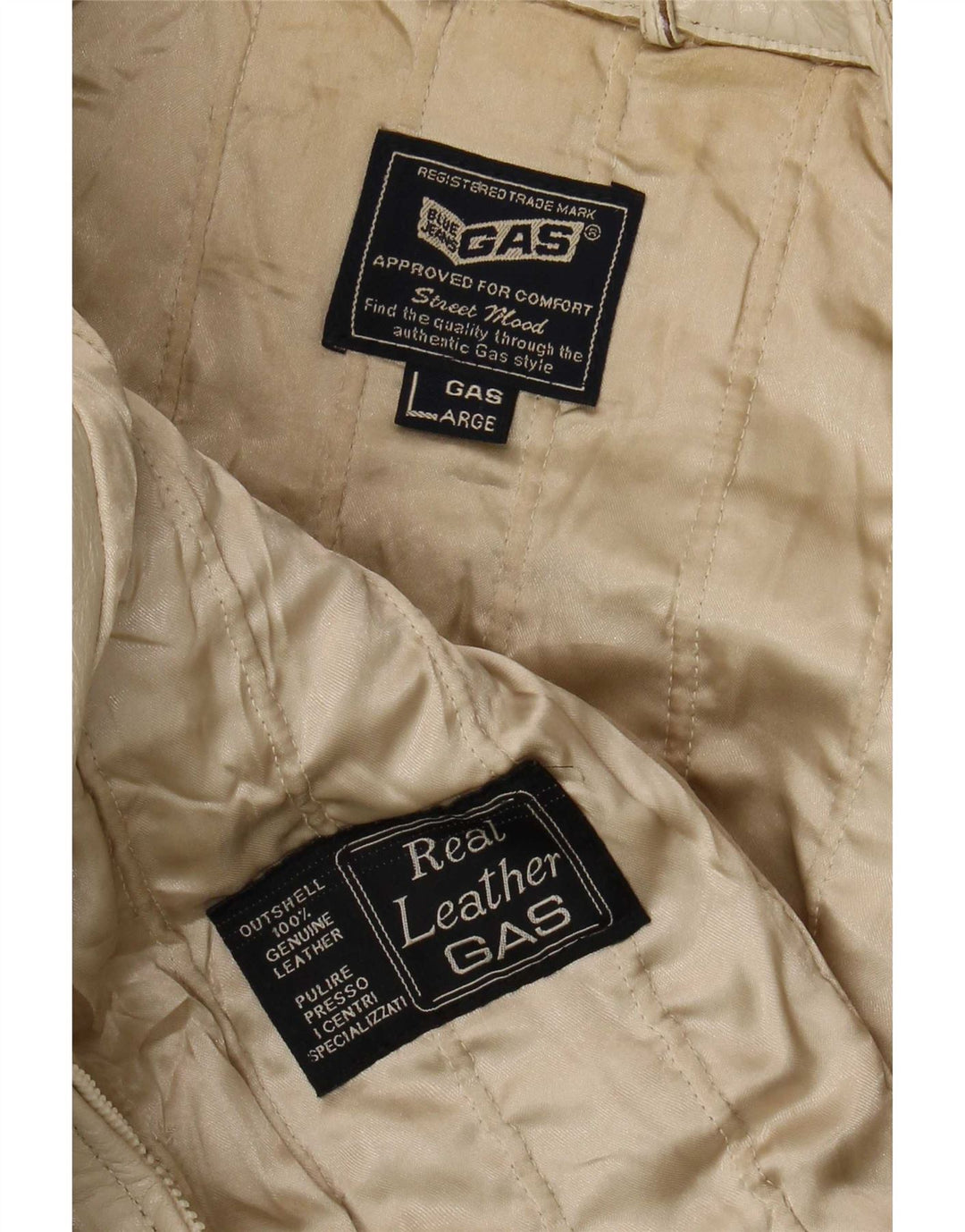 Gas muška kožna trkaća jakna UK 40 Large Beige Colourblock