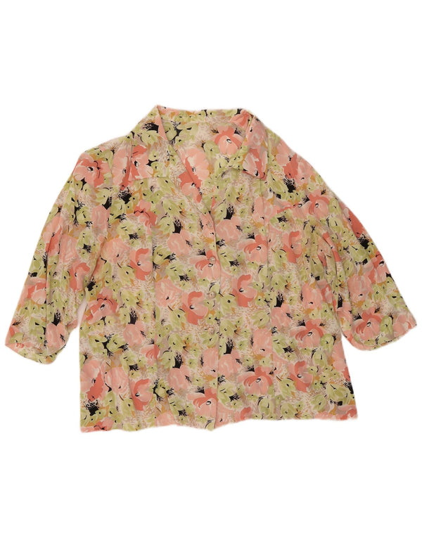Vintage ženska košulja bluza 3/4 rukava UK 16 velika raznobojna cvjetna