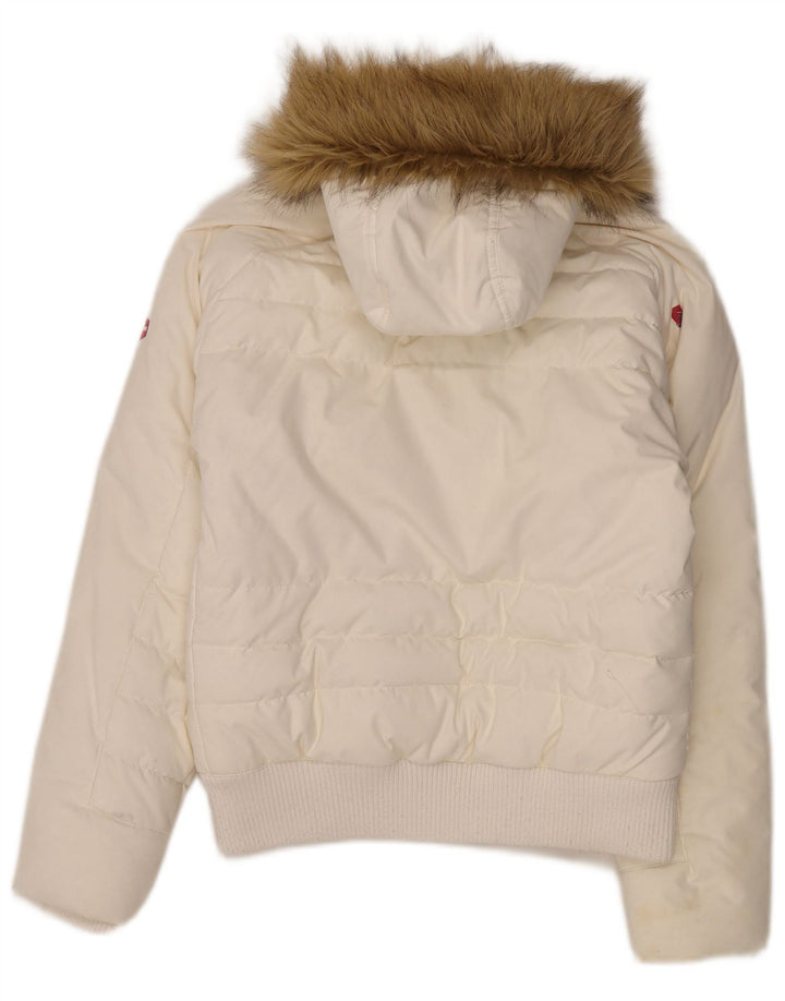 Ženska podstavljena jakna s kapuljačom Helly Hansen UK 12 Srednji bijeli najlon