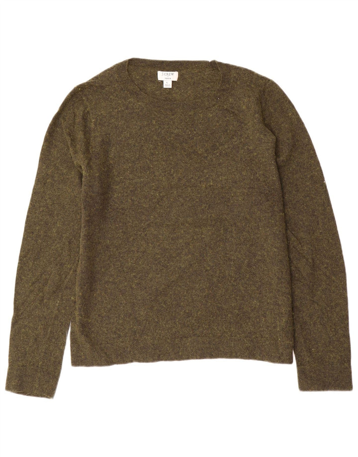 J. CREW Ženski pulover Teddie s veznim izrezom UK 16 Velike zelene fleke