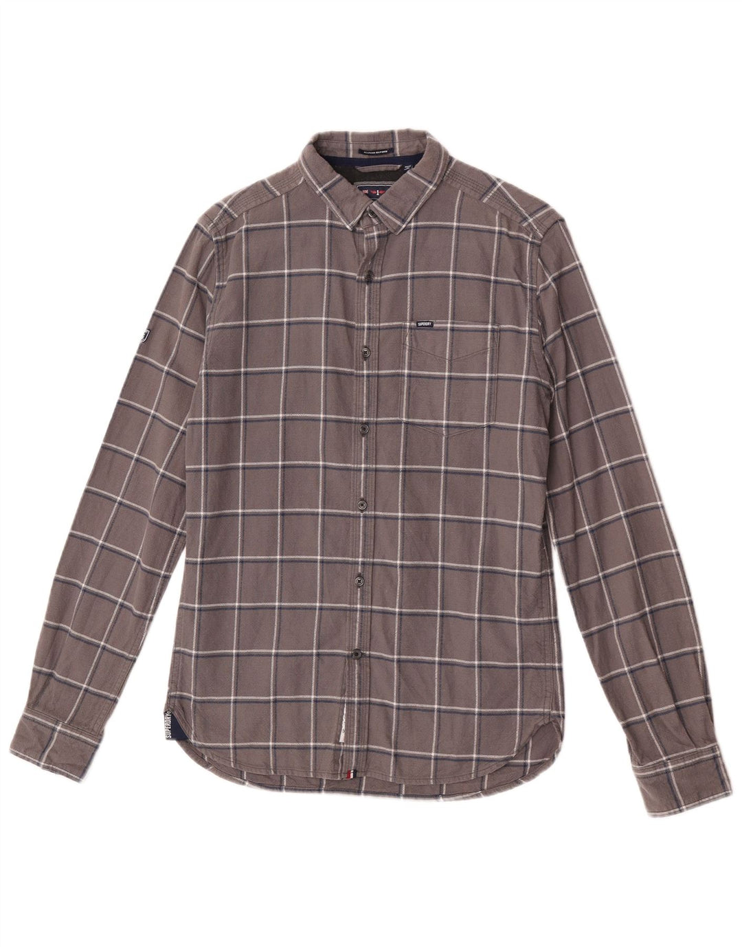 Superdry muška flanelska košulja, mali sivi karirani pamuk