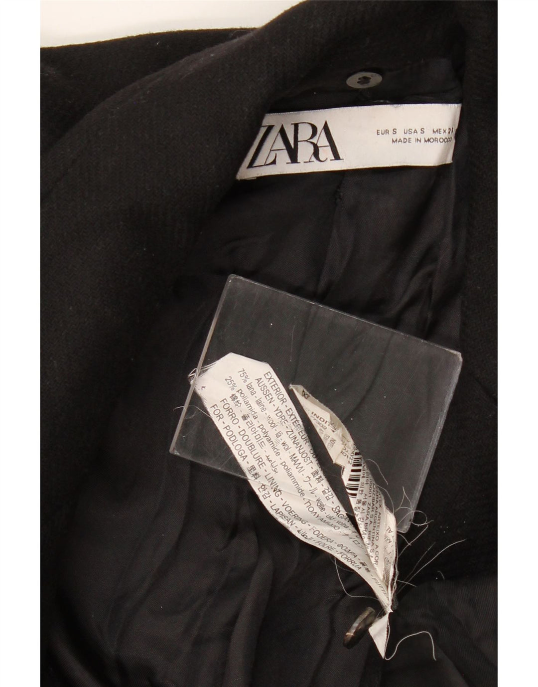 ZARA ženski kaput UK 10 Mali crni vuneni