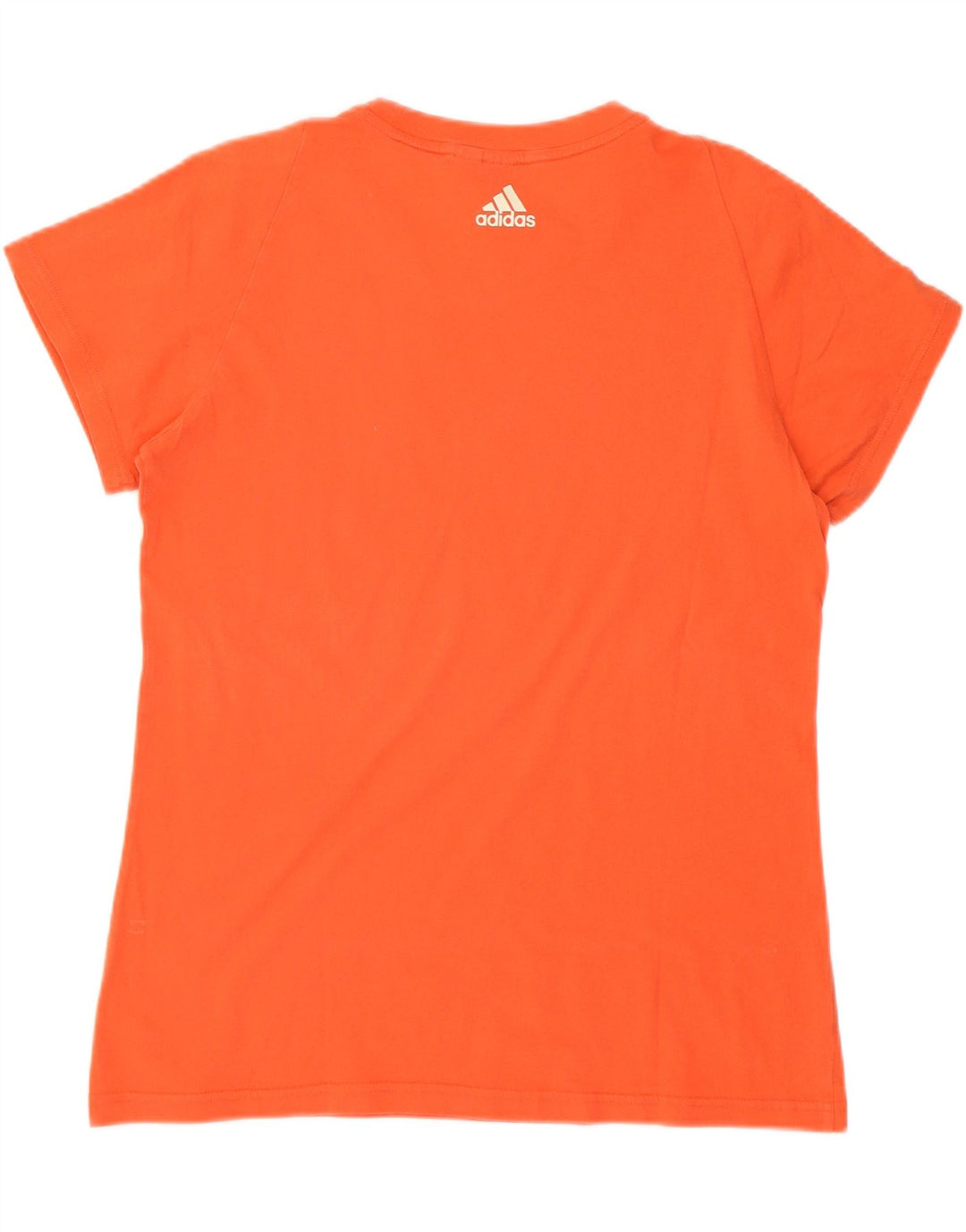 ADIDAS Womens Graphic T-Shirt Top UK 14 Medium Orange Vintage Adidas and Second-Hand Adidas from Messina Hembry 