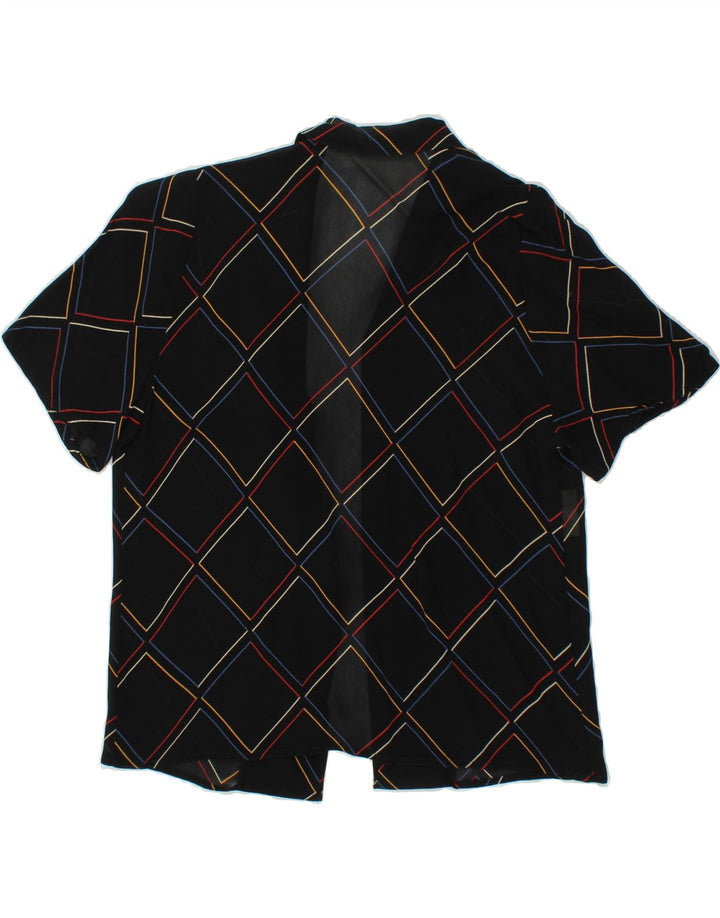 VINTAGE Womens Short Sleeve Cardigan Top UK 14 Medium Black Check Vintage Vintage and Second-Hand Vintage from Messina Hembry 
