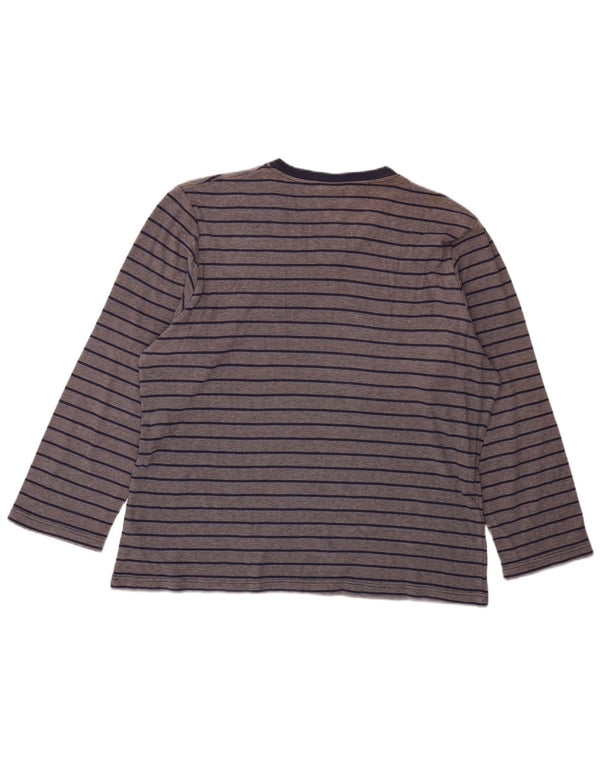 Fila Womens Top Long Sleeve UK 18 XL Navy Blue Striped