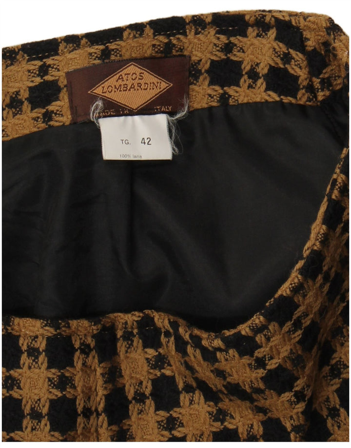 Ženska mini suknja Atos Lombardini IT 42 srednje veličine W28 smeđa karirana vuna